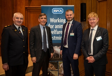 Andrew Stephenson MP, along with Minister David Rutley MP the two RSPCA staff in the photo are (far left) Dermot Murphy, Assistant Director for the Inspectorate, and (far right) Chris Sherwood, CEO